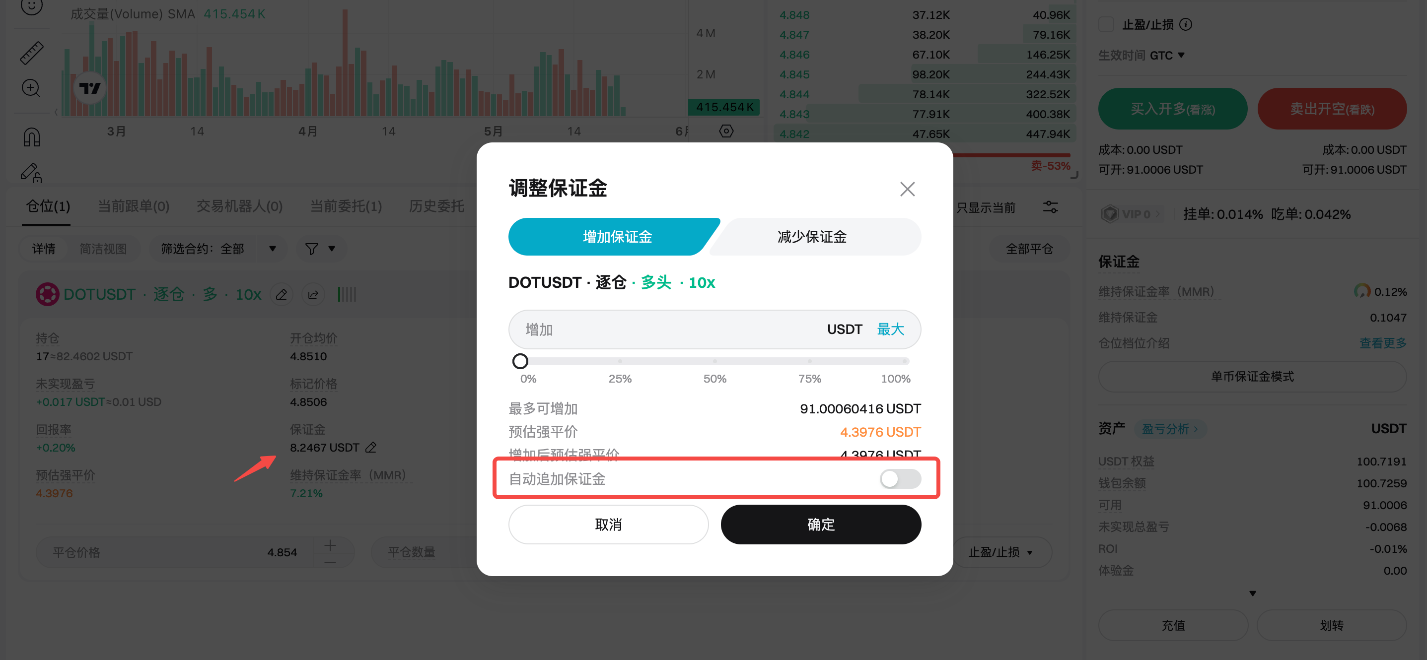 Bitget 合约：自动追加保证金