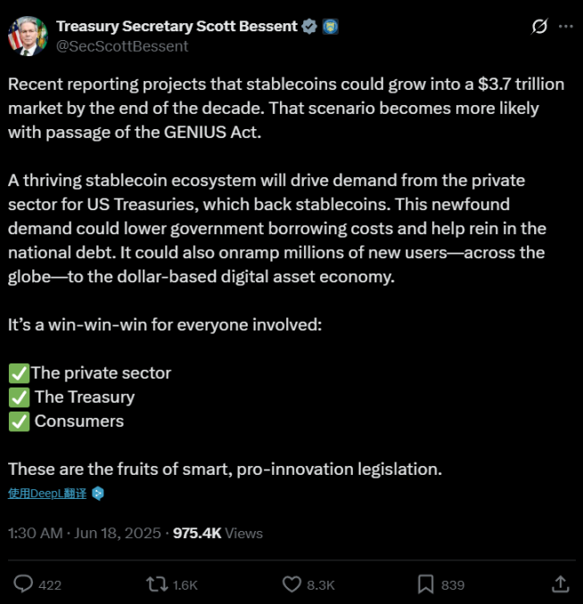 《GENIUS 法案》通关参议院，美国真要成加密货币之都？